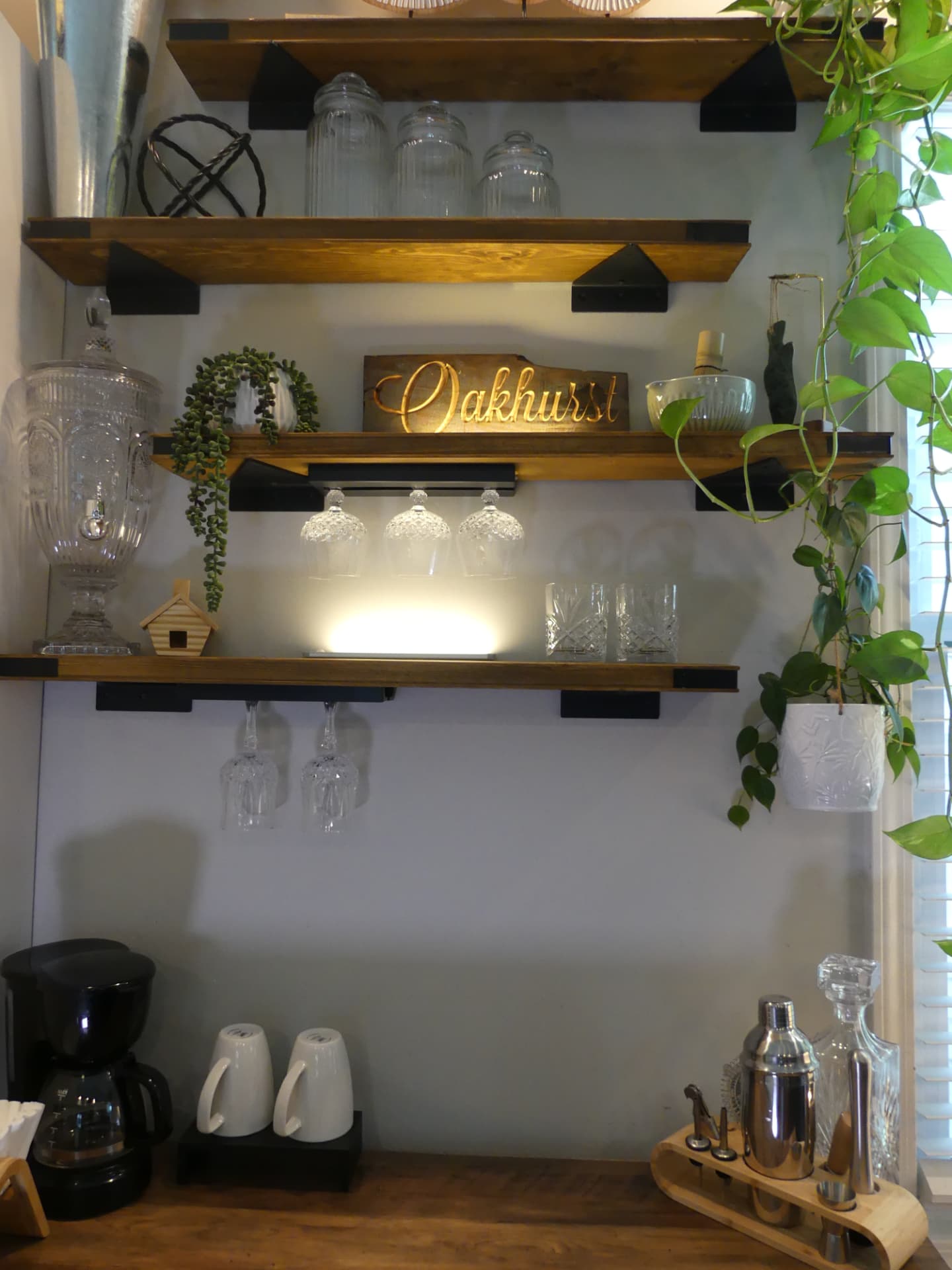 Carver Cottage — coffee nook and bar shelving