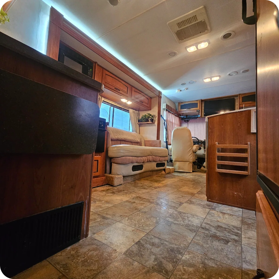 Coachman RV — living area looking toward the driver's cabin